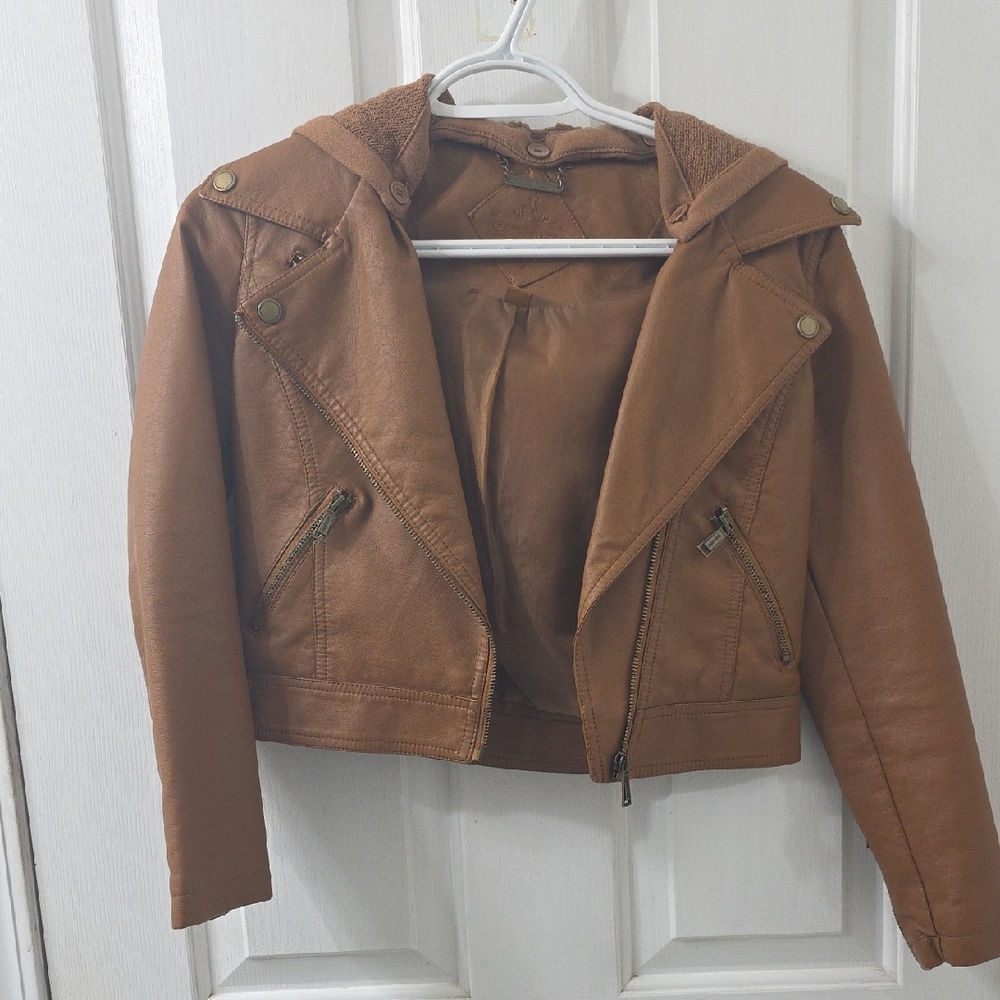 Jou Jou Tan Leather Jacket for Women